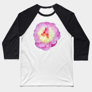 Pretty Pink Peony - Pink Background Baseball T-Shirt